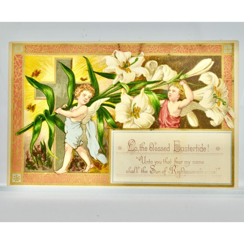 Antique Victorian Trade Card Easter Lo The Blessed Eastertide